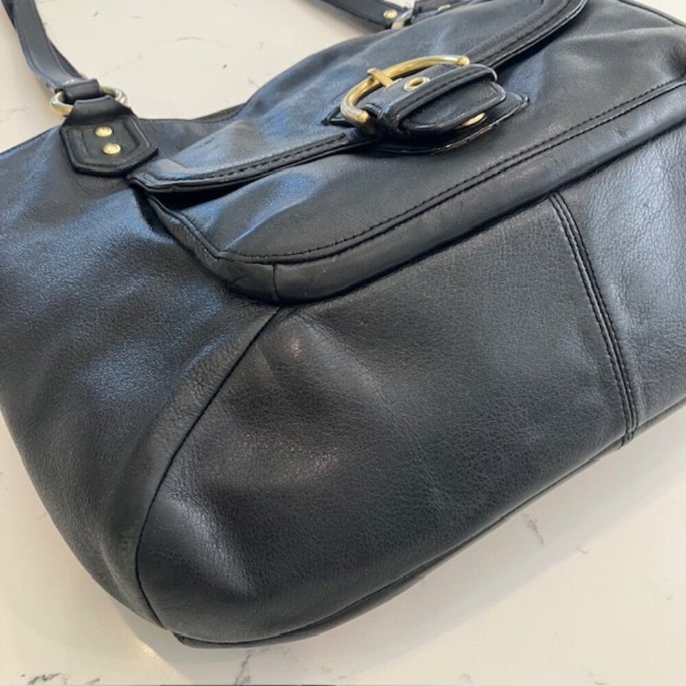 COACH F24961 Black Campbell Large Carryall Tote Leather Shoulder Bag - Picture 7 of 16